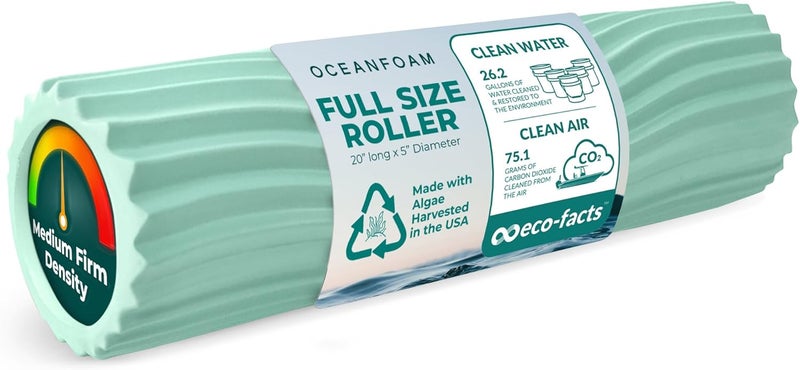 Oceanfoam Tidal Roller - Seafoam - Muscle Massage Foam Roller for Back Pain & Stretching - Firm and Ergonomic Wide Wave Textured - Yoga, Athletics, & Wellness - Full Size, 20" x 5" - Image 1